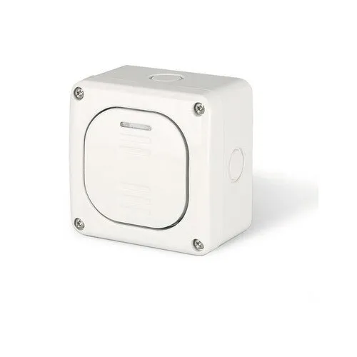 Intrerupator simplu Scame IP66 alb, cu lumina, montaj aplicat