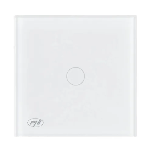 Intrerupator touch cap scara & cruce PNI, cu lumina, alb, sticla