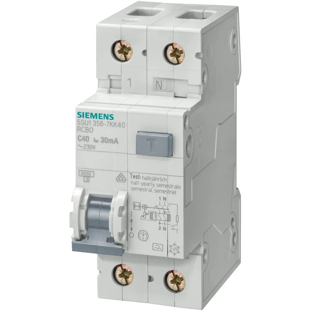 Intreruptor automat cu protectie diferentiala Siemens RCBO 1P+N 25A 4, 5kA/30mA, curba C, tip AC, 2 module
