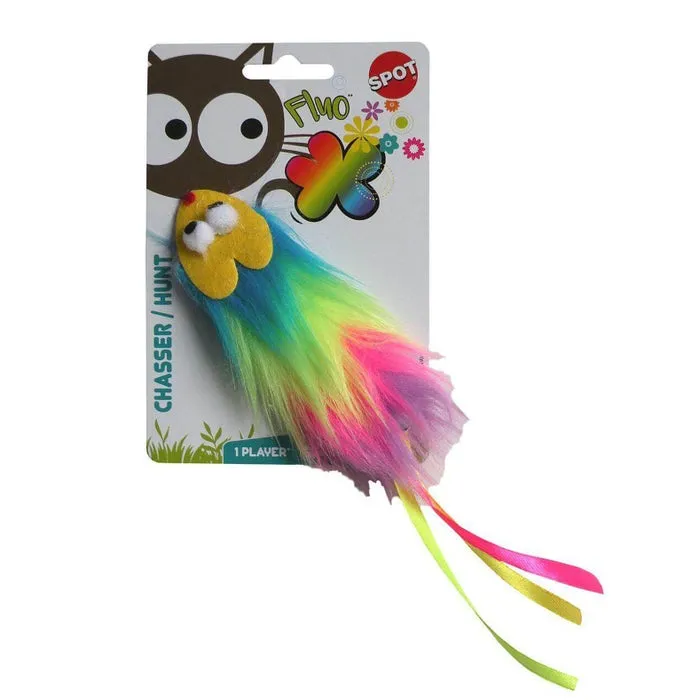 Jucarie pentru pisici Agrobiothers Fluo, soricel, nylon, multicolor, 13 x 4 cm