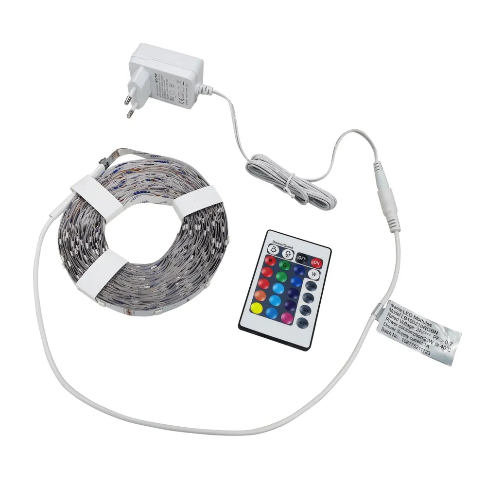 Kit banda LED No name, 10m, 17.5 W, RGB, 24 V, cu telecomanda