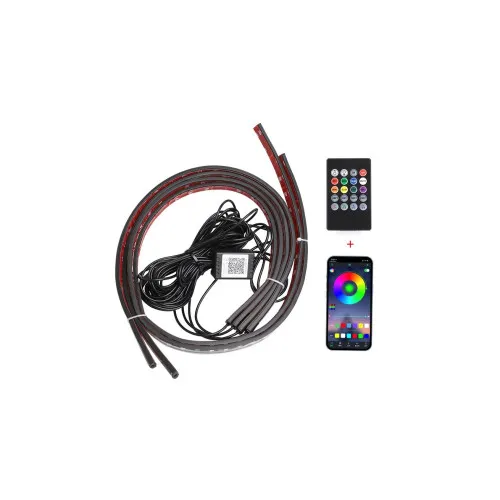 Kit banda LED RGB Digital cu aplicatie BTT sub masina 12V