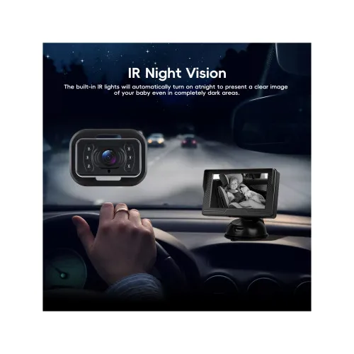 Kit camera auto pentru bebelusi cu monitor 4.3 inch cu fir pentru vizualizare in timp real — imaginea 8