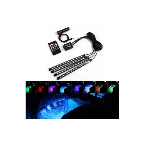 Kit iluminare ambientala auto RGB 4 bare LED 22cm 12V cu telecomanda — imaginea 3