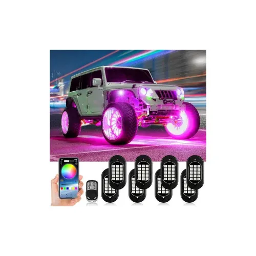 Kit lumini sub masina RGB Rock Light 8 module 12V Bluetooth