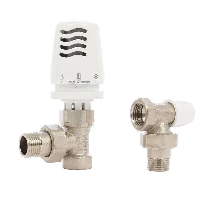 Kit robinet calorifer termostatat + robinet calorifer retur + cap termostat ICMA 805, alama, 1/2"