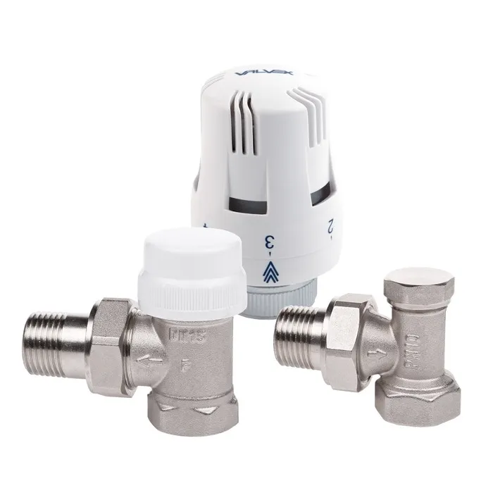 Kit robinet calorifer termostatat + robinet calorifer retur + cap termostat, Valvex Thermo, alama, 1/2"