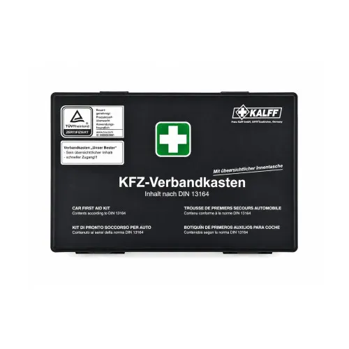 Kit siguranta auto complet trusa cutie neagra Kalff 2 triunghiuri vesta geanta stingator cu manometru Runkit — imaginea 2