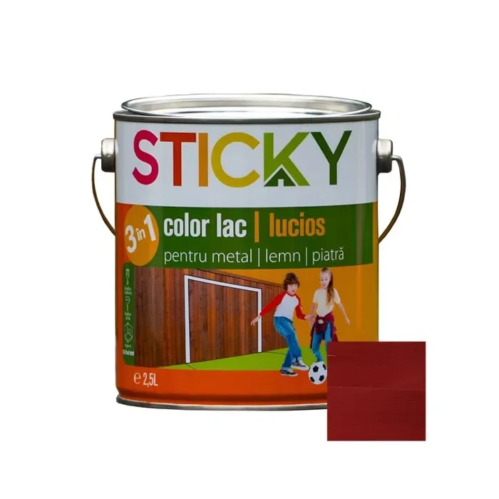Lac alchidic pentru lemn / metal / piatra, Sticky, mahon, interior / exterior, 2.5 L