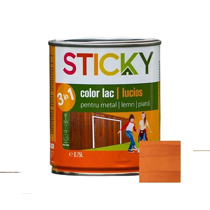 Lac alchidic pentru lemn / metal / piatra, Sticky, pin, interior / exterior, 0.75 L