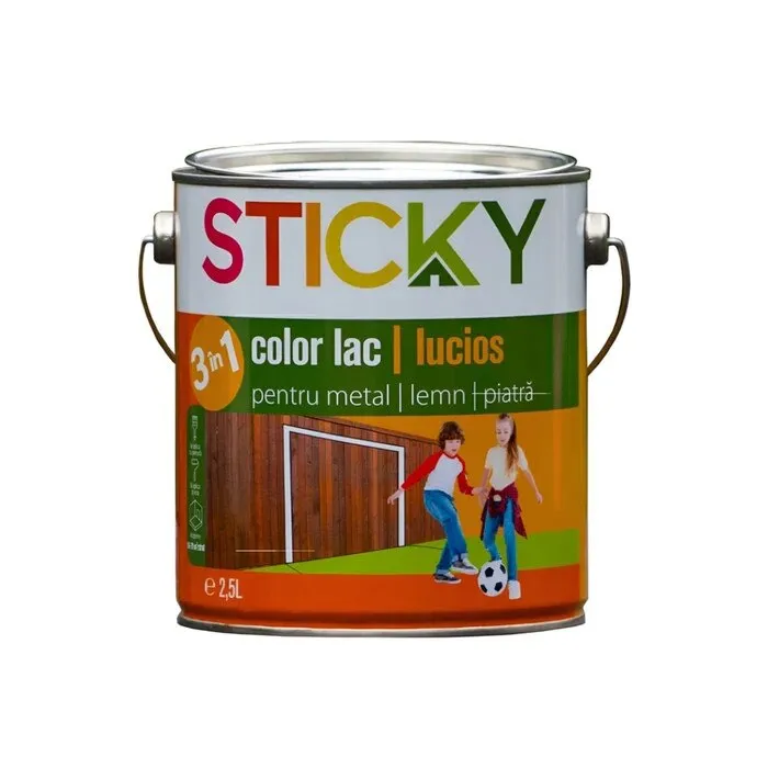 Lac alchidic pentru lemn / metal / piatra, Sticky, wenge, interior / exterior, 2.5 L