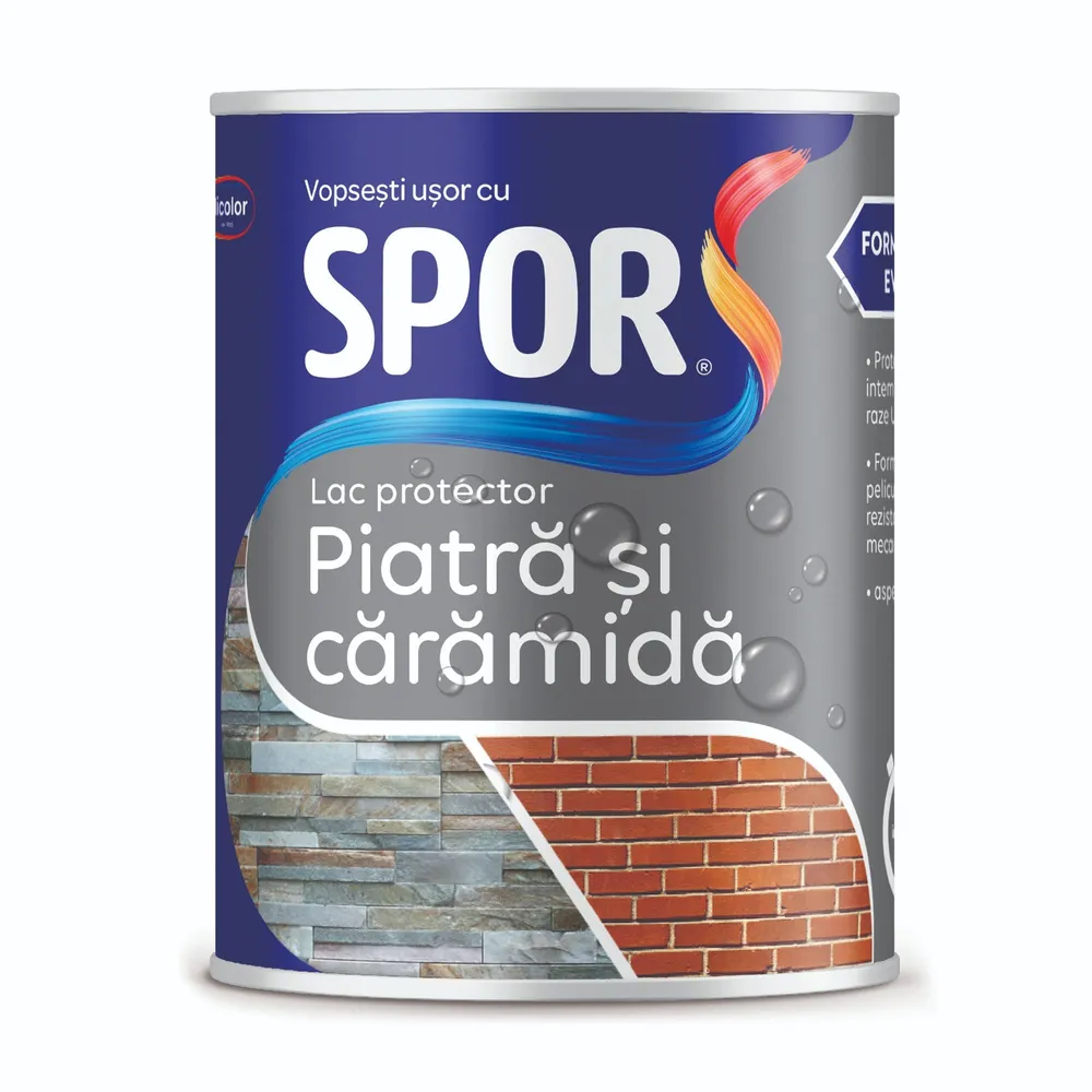 Lac de protectie Spor, pentru piatra si caramida, lucios, incolor, 2.5 L