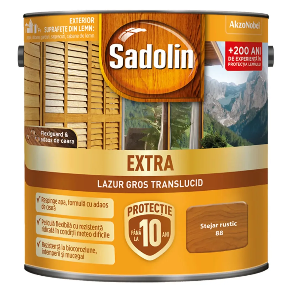 Lac / lazura pentru lemn, Sadolin Extra, stejar rustic, exterior, 2.5 L