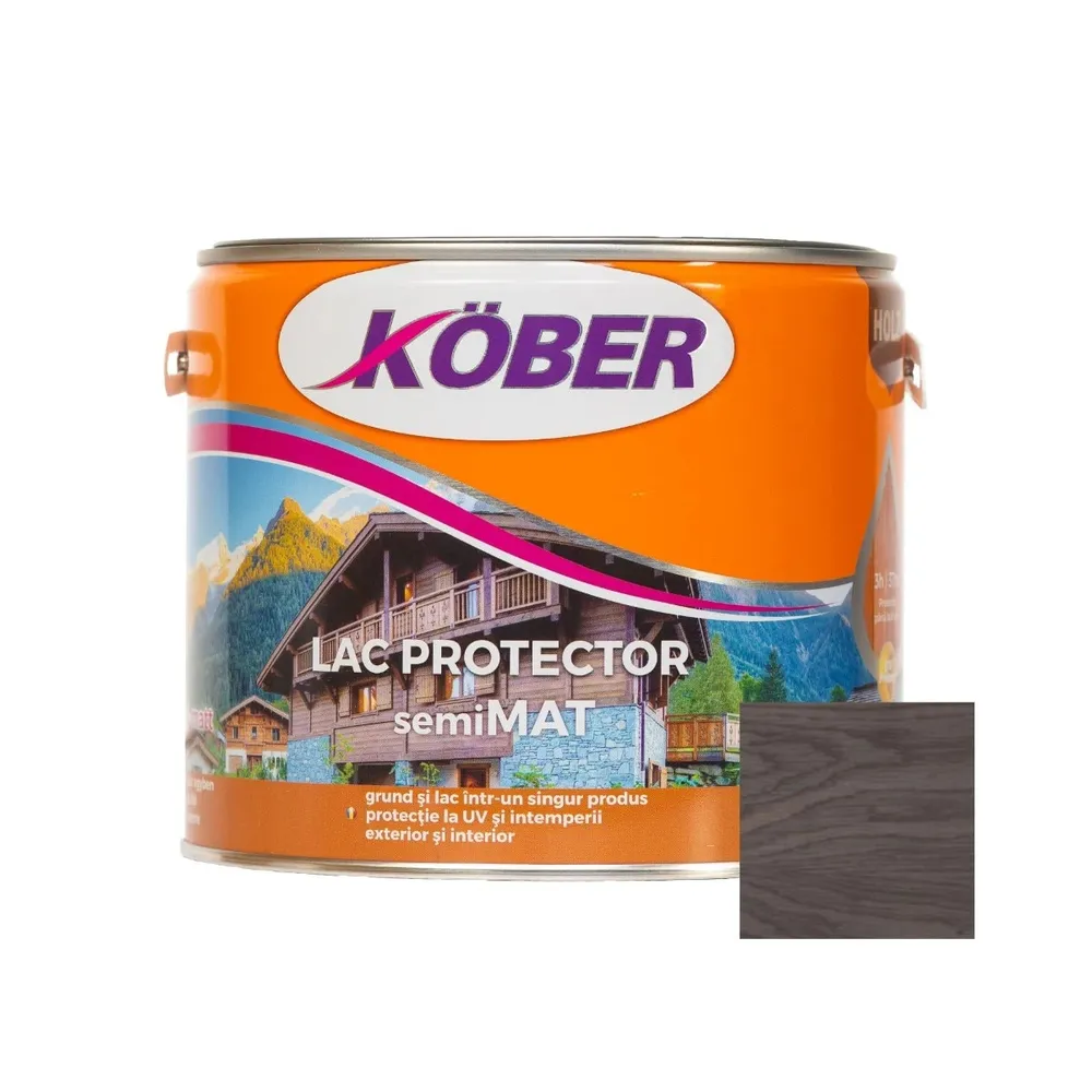 Lac pentru lemn, Kober semimat, stejar gri, interior / exterior, 2.5 L
