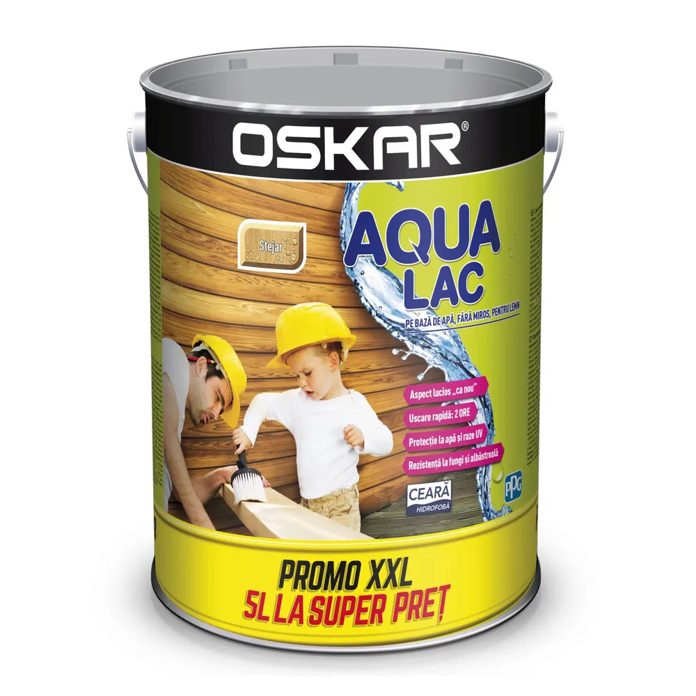 Lac pentru lemn Oskar Aqua Lac, stejar, pe baza de apa, interior / exterior, 5 L
