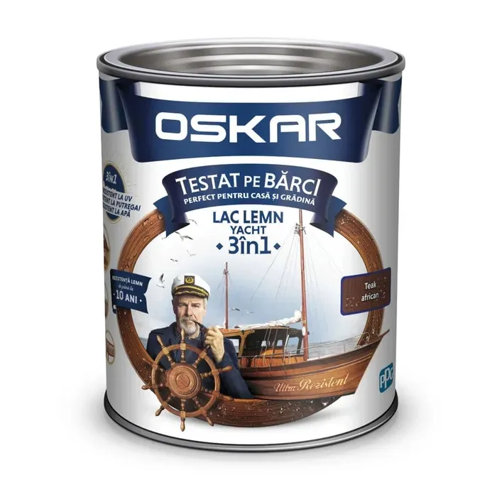 Lac pentru lemn Oskar Yacht 3 in 1, tec african, interior / exterior, 0.75 L