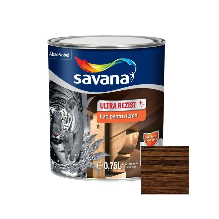 Lac pentru lemn Savana Ultra Rezist, nuc, interior / exterior, 0.75 L