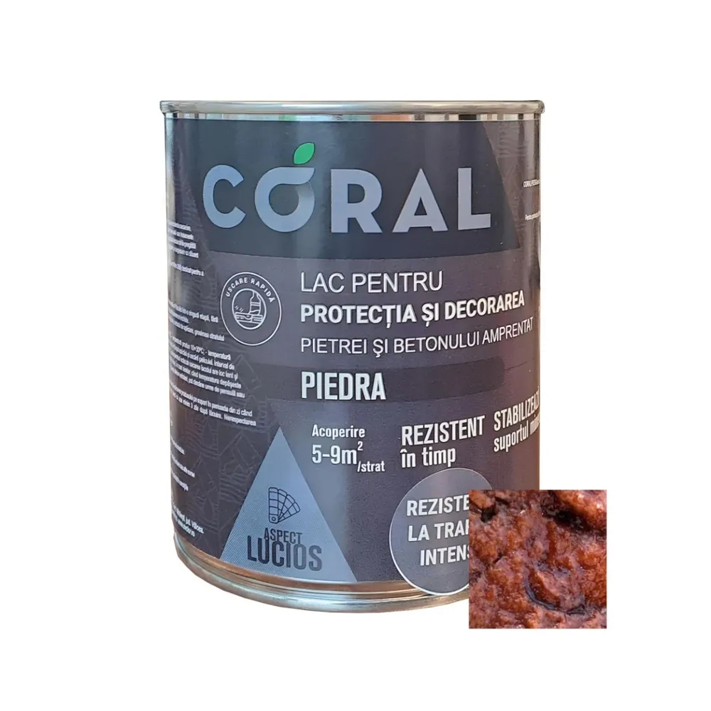 Lac pentru piatra Coral Piedra, interior / exterior, maro roscat, 0.75 L