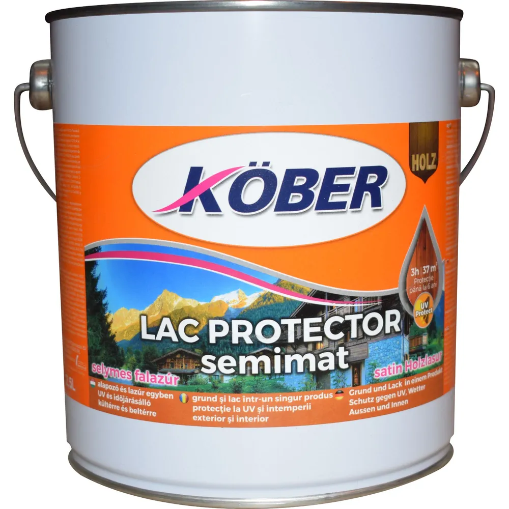 Lac protector lemn Kober, alchidic, semimat, incolor, 2.5 L