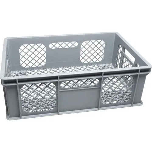 Lada depozitare din plastic perforata Wibo Eurobox 600x400x200 mm gri, cu manere
