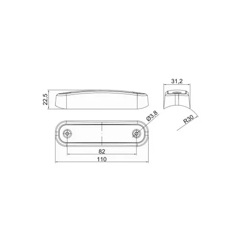 Lampa gabarit auto LED alba 110x30.5 mm 12-36V Fristom — imaginea 3