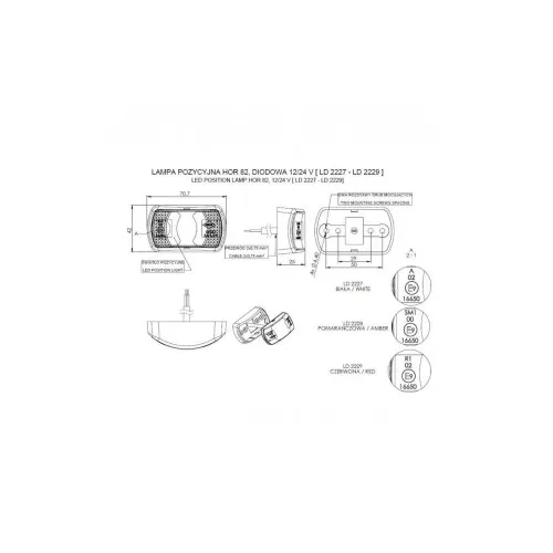 Lampa gabarit auto LED rosie 71x42 mm 12V 24V IP68 Fristom — imaginea 3