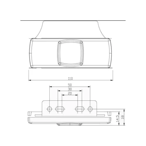 Lampa gabarit auto LED rosie cu suport lateral 100x32 mm 12-36V Fristom — imaginea 4