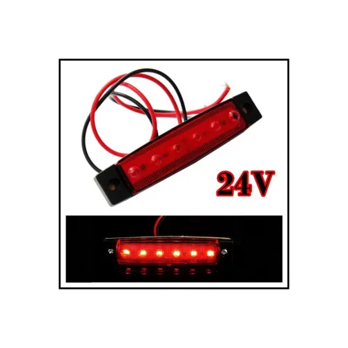 Lampa laterala LED rosie 6 LED 24V 14 x 54 95x20x10 mm — imaginea 2