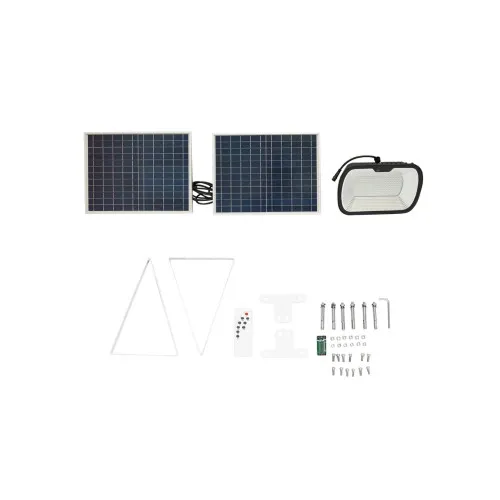 Lampa LED 63W 126 x 0.5W cu panou solar 25W si baterie 7V 10Ah