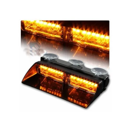 Lampa LED stroboscopica parbriz 24 LED-uri 12V portocalie 18 moduri cu ventuze