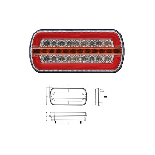 Lampa stop auto LED cu semnalizare dinamica 4 functii 12V/24V 222x50x100 mm — imaginea 3