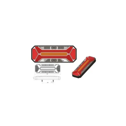 Lampa stop auto LED cu semnalizare dinamica 5 functii 12V/24V 355x135x50 mm — imaginea 3