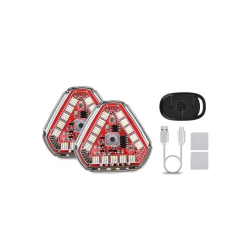 Lampi LED magnetice triunghiulare RGB+W cu telecomanda si baterie reincarcabila set 2 bucati