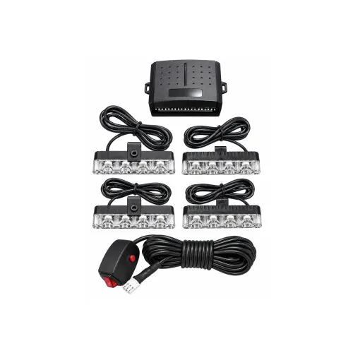 Lampi LED stroboscopice profesionale 4 module 16 LED 12V-24V lumina albastra
