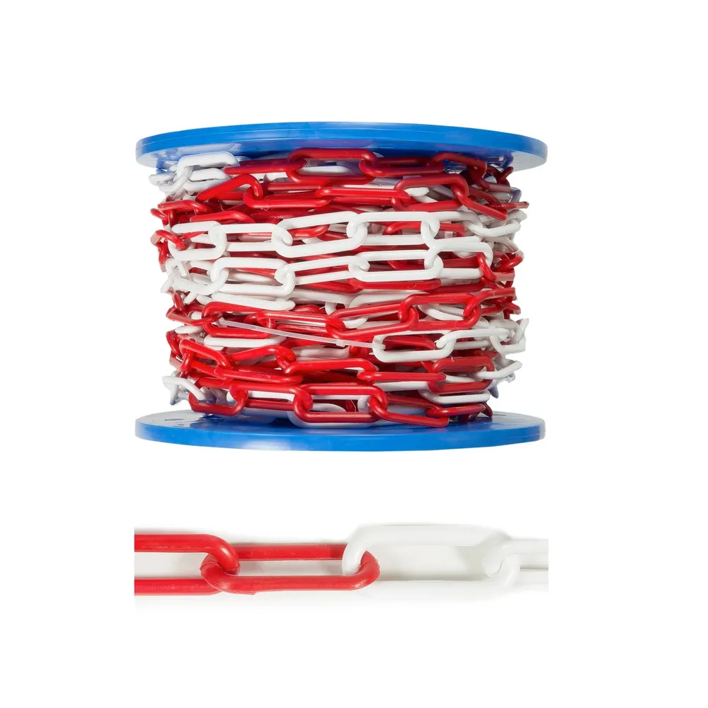 Lant din plastic, Vormann, pentru bariera, cu za ovala, rosu + alb, 8 mm