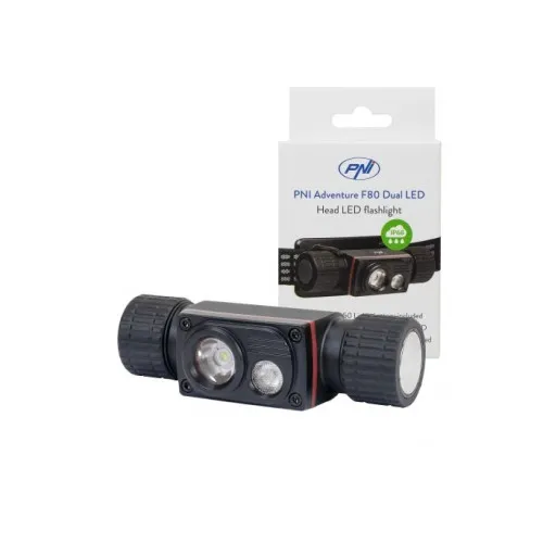 Lanterna frontala PNI Adventure F80 Dual LED 1000 lm 6W 2200 mAh IP68 — imaginea 2