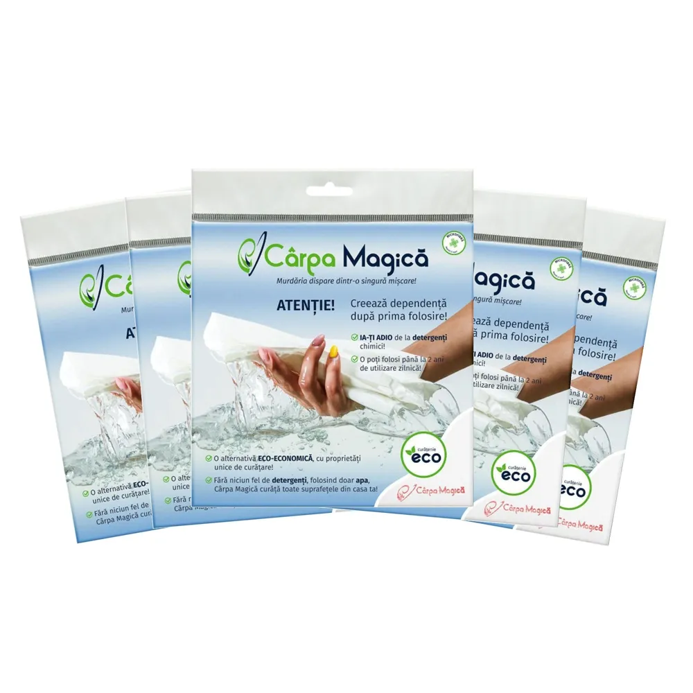 Laveta uz general Carpa Magica, microfibra, eco, alb, 40 x 40 cm, 5 buc / set