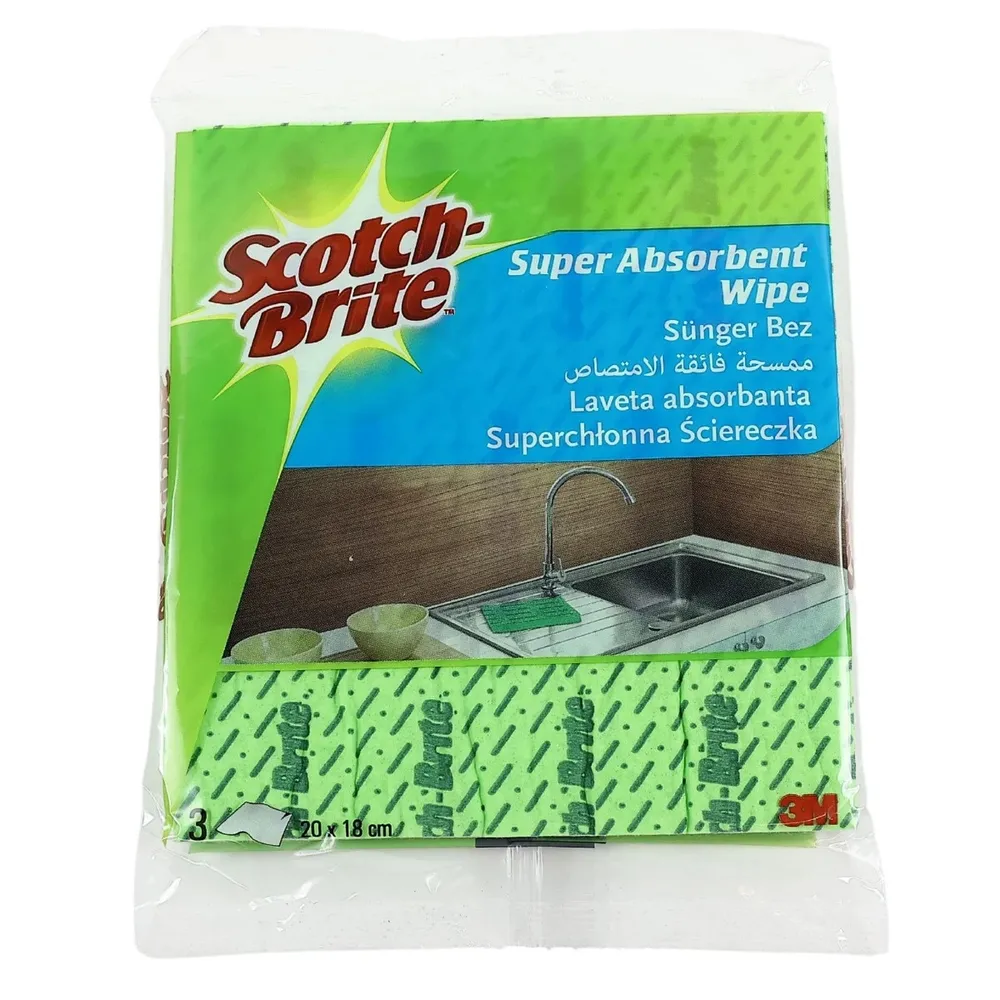 Laveta uz general Scotch-Brite, celuloza, verde, 20 x 18 cm, 3 buc / set