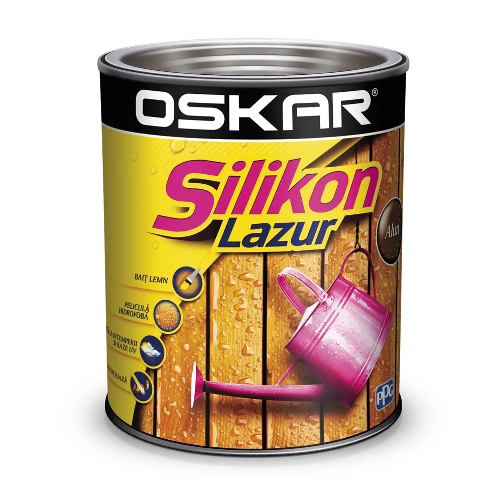 Lazura pentru lemn, Oskar Silikon Lazur, alun, interior / exterior, 2.5 L