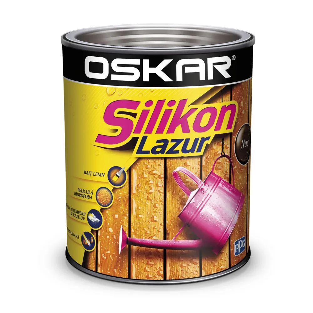Lazura pentru lemn, Oskar Silikon Lazur, nuc, interior / exterior, 2.5 L