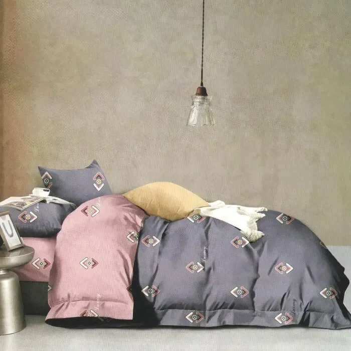 Lenjerie de pat bumbac, Feel 0423, 2 persoane, multicolor, set 4 piese