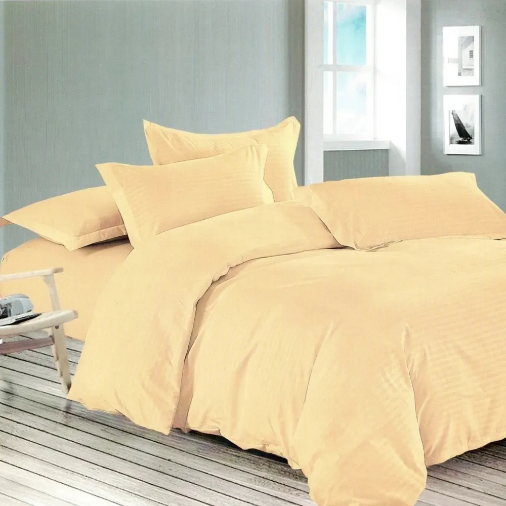 Lenjerie de pat microfibra, Crem, 1 persoana, crem, set 3 piese