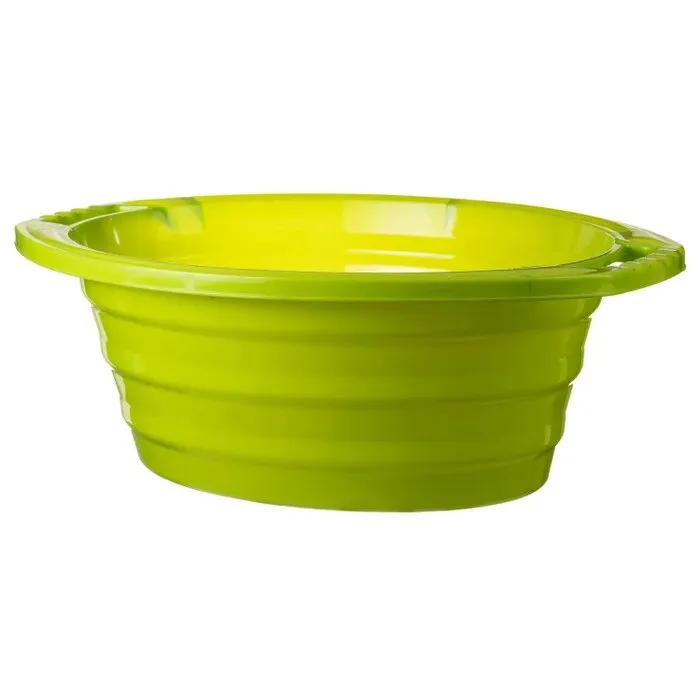 Lighean oval cu manere, plastic, 30L, 540x470x230mm, Verde