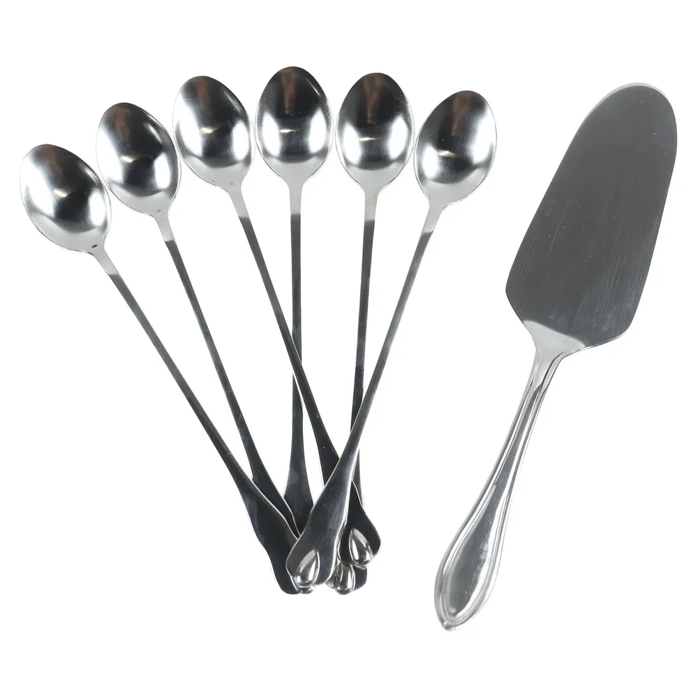 Lingurita pentru desert + paleta tort, Icos, inox, set 7 bucati