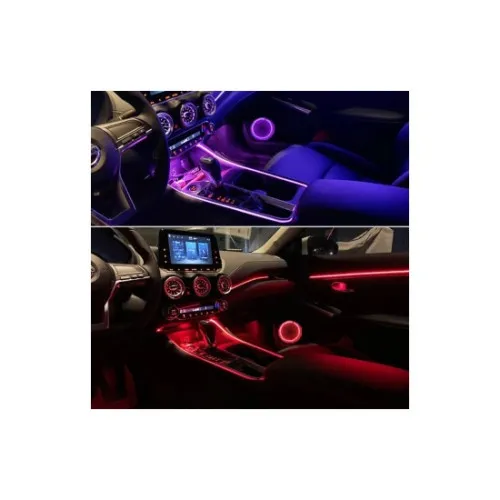 Lumini ambientale auto LED RGB Digital 12V pentru bord cu aplicatie Bluetooth set 2 bucati