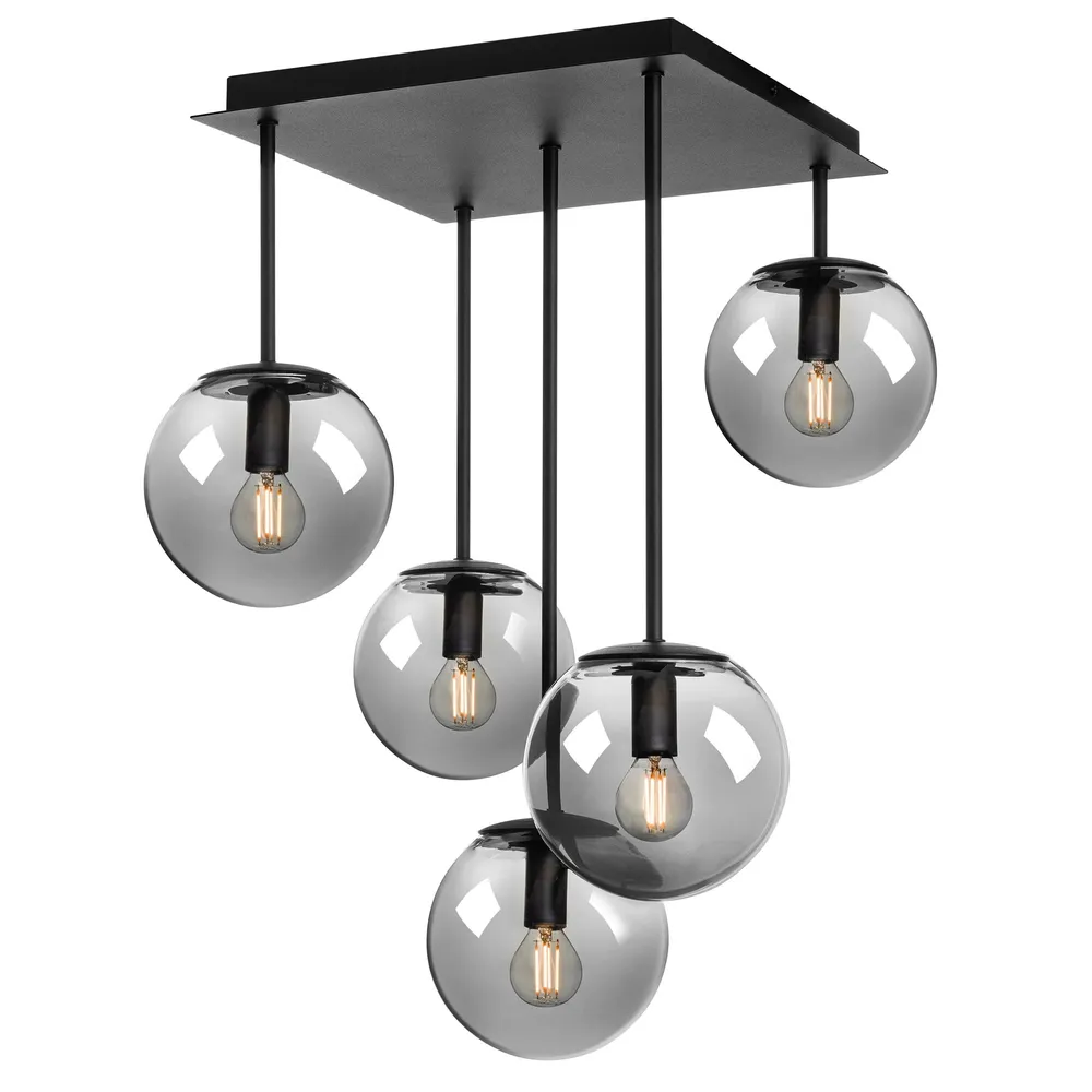 Lustra Boldy 01-3070, 5 x E14, negru + fumuriu, modern