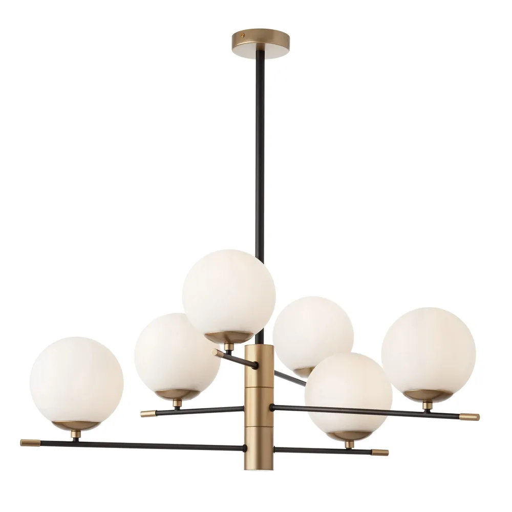 Lustra Essential, negru + auriu, 6 x E14, 750x760x150mm