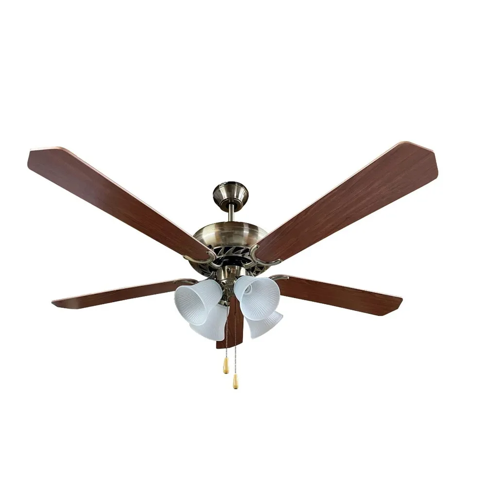 Lustra Hoff Antique cu ventilator, 3 viteze, 4 x E27, cupru antic, clasic