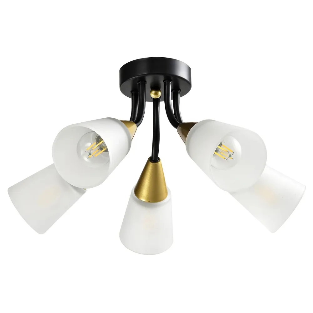 Lustra Storm KL100032, 5 x E14, negru + auriu + alb, clasic