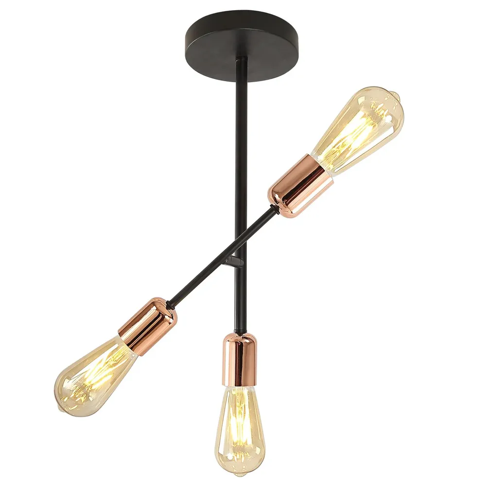 Lustra Straight KL103006, 3 x E27, cupru + negru, industrial